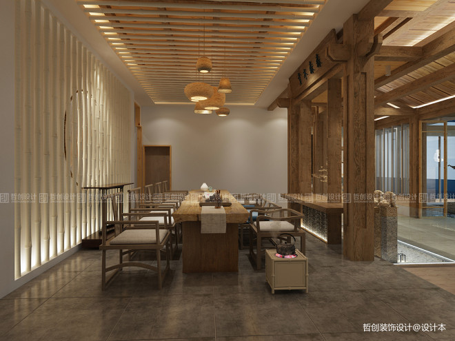 150万元酒店空间540平米装修案例_效果图 - 松山隐舍民宿装修设计 - 设计本